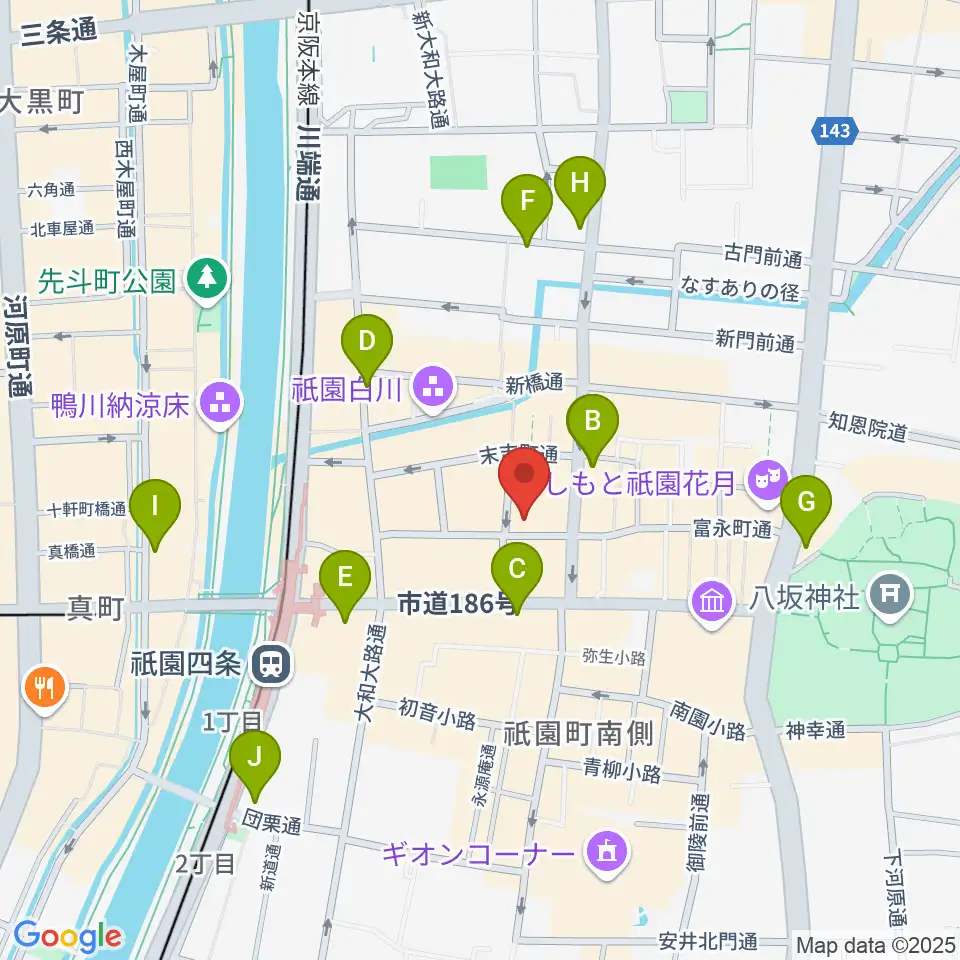 祇園pick up周辺のコンビニエンスストア一覧地図