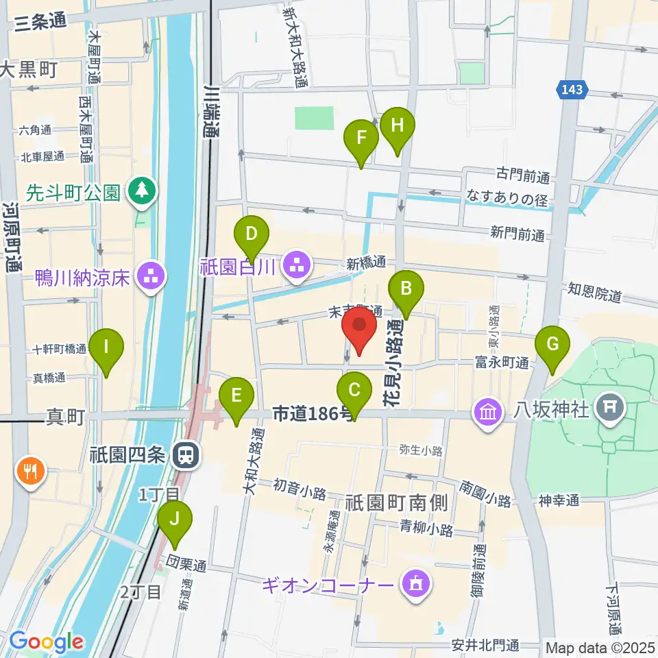 祇園pick up周辺のコンビニエンスストア一覧地図