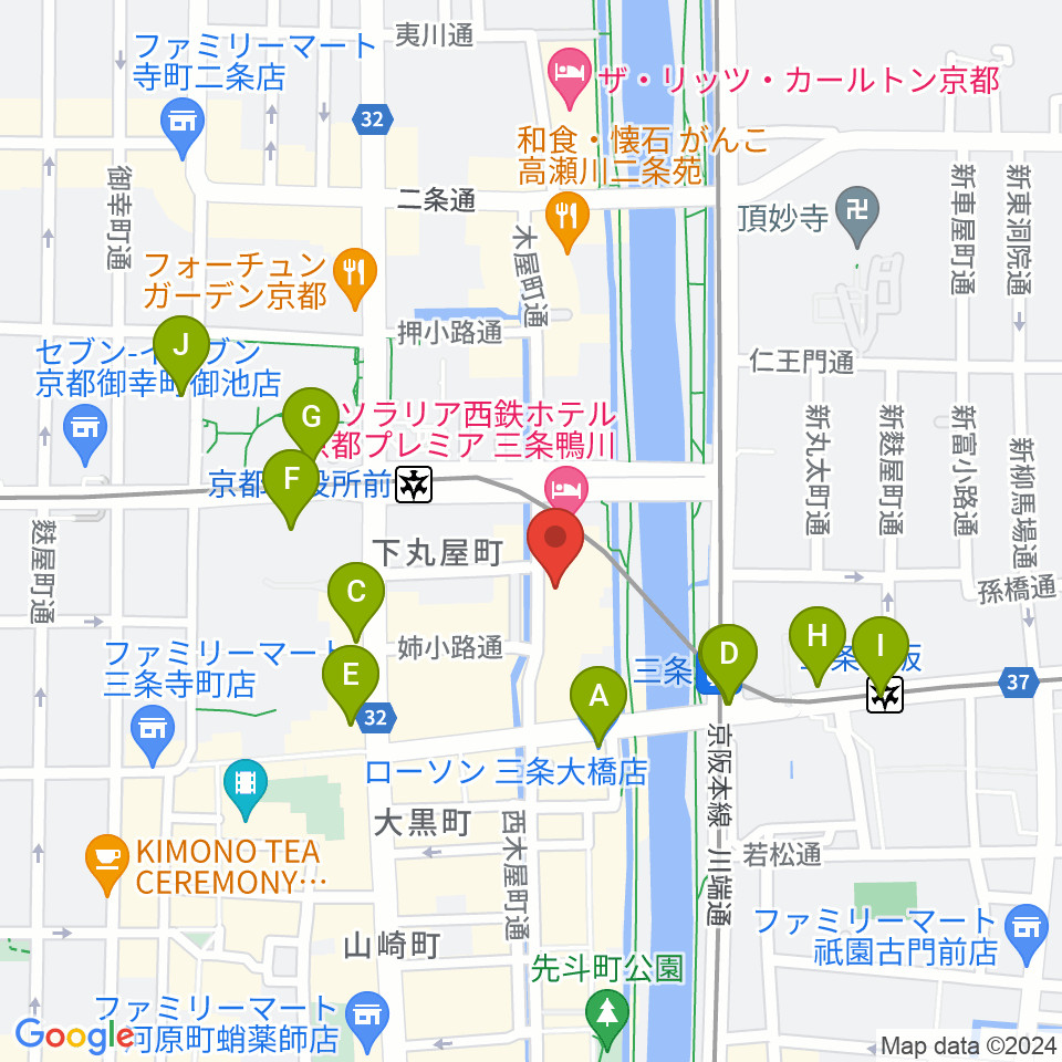 木屋町モダンタイムス周辺のコンビニエンスストア一覧地図