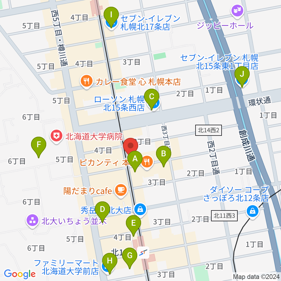 札幌LOG周辺のコンビニエンスストア一覧地図