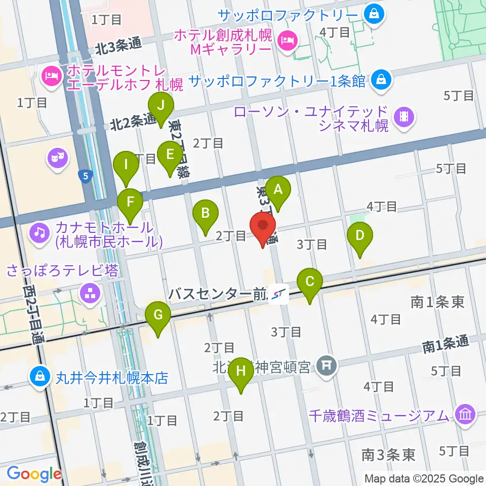 札幌SOUND CRUE周辺のコンビニエンスストア一覧地図