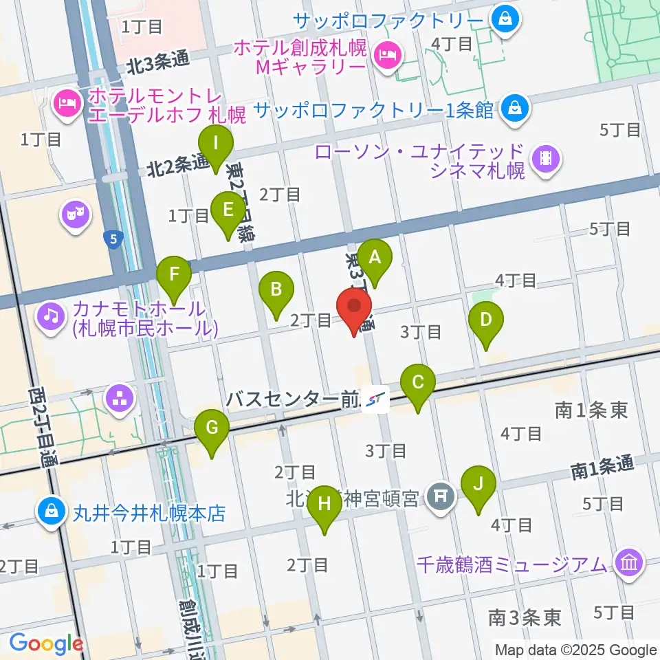札幌SOUND CRUE周辺のコンビニエンスストア一覧地図