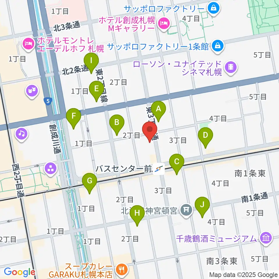 札幌SOUND CRUE周辺のコンビニエンスストア一覧地図
