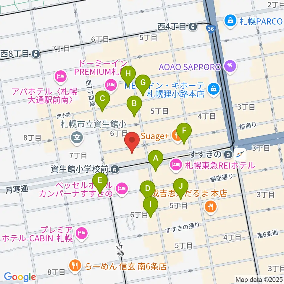 BESSIE HALL周辺のコンビニエンスストア一覧地図