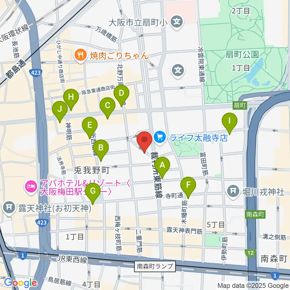 梅田ハードレイン周辺のコンビニエンスストア一覧地図