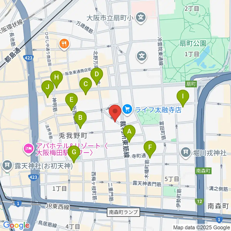 梅田ハードレイン周辺のコンビニエンスストア一覧地図