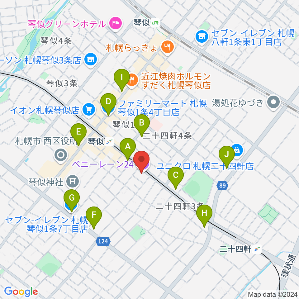 札幌ペニーレーン24周辺のコンビニエンスストア一覧地図