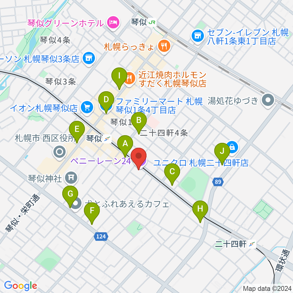 札幌ペニーレーン24周辺のコンビニエンスストア一覧地図