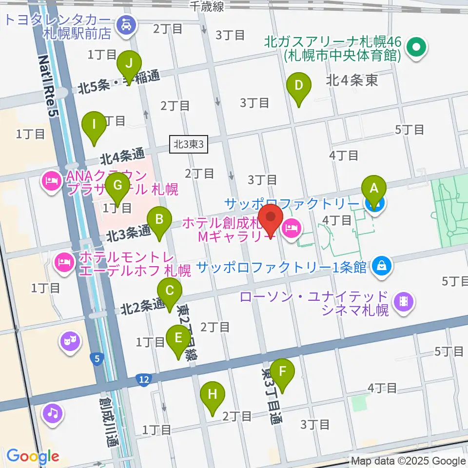 札幌cube garden周辺のコンビニエンスストア一覧地図