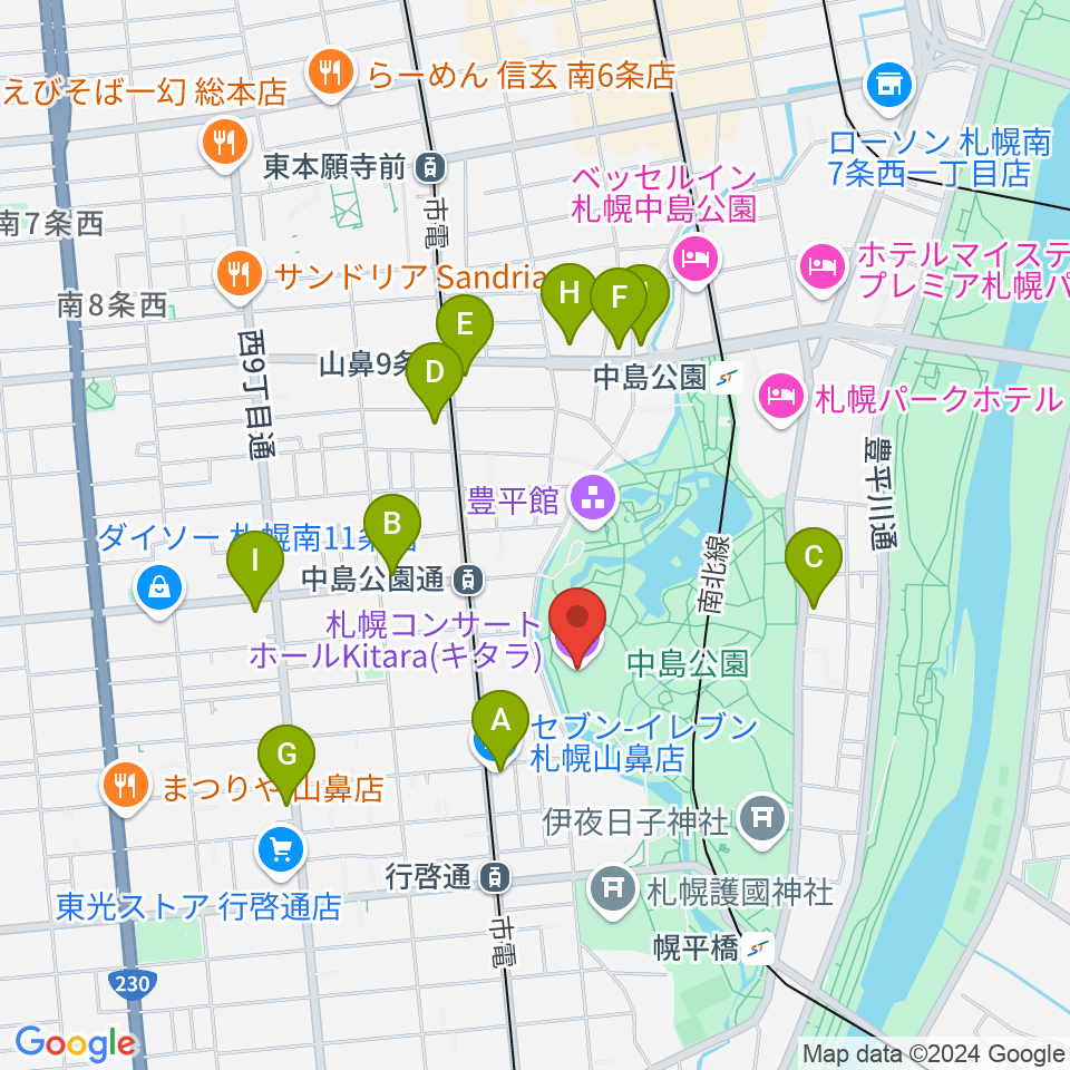 札幌コンサートホールKitara周辺のコンビニエンスストア一覧地図