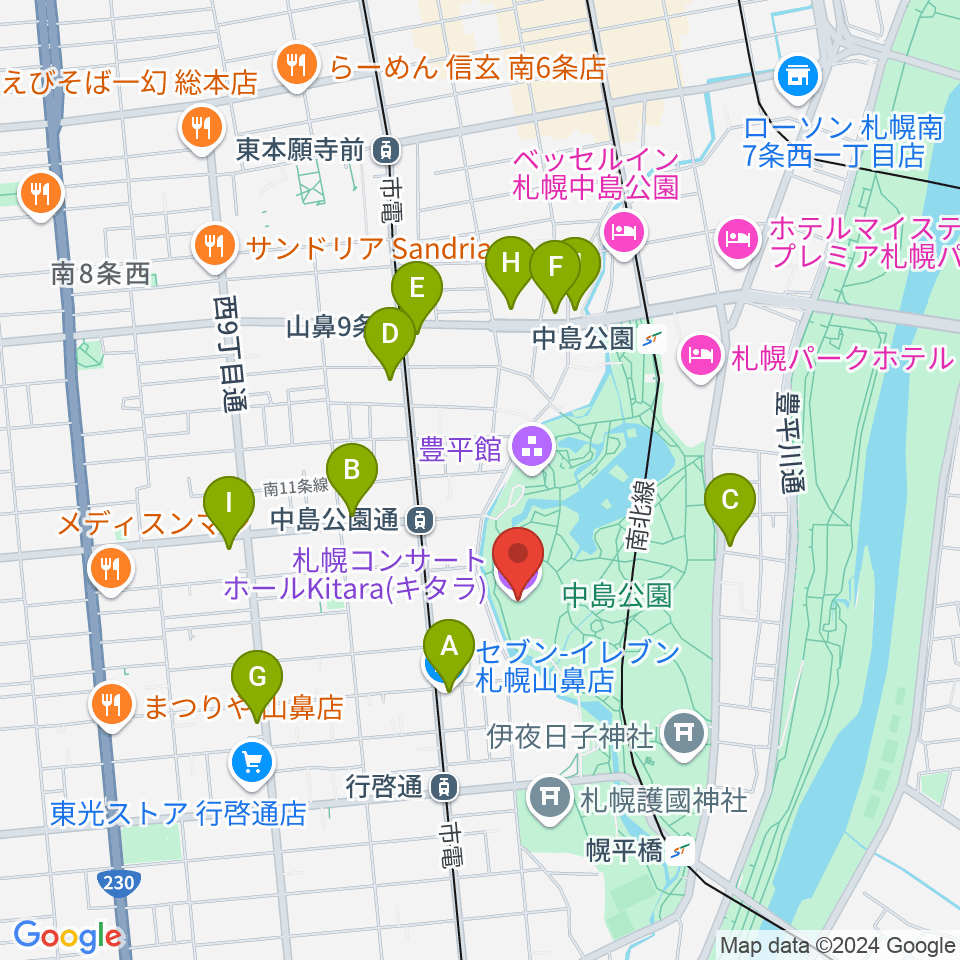 札幌コンサートホールKitara周辺のコンビニエンスストア一覧地図