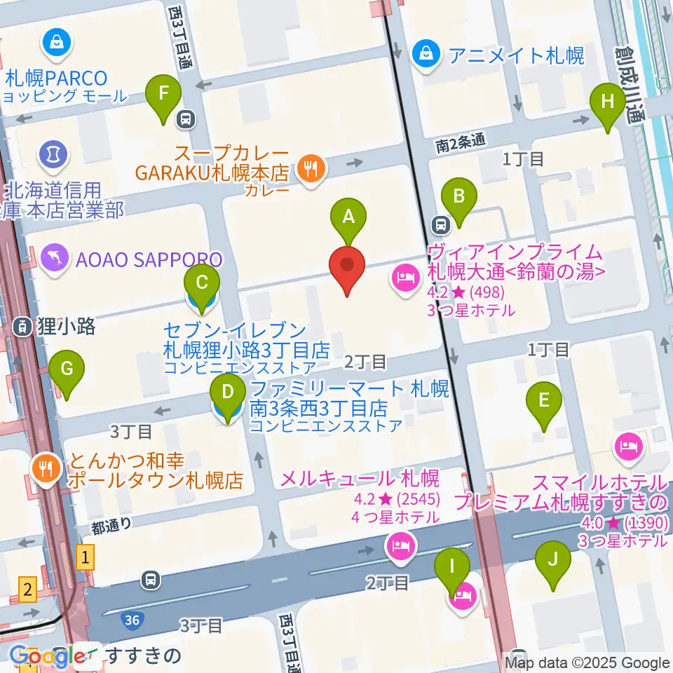 札幌mole周辺のコンビニエンスストア一覧地図