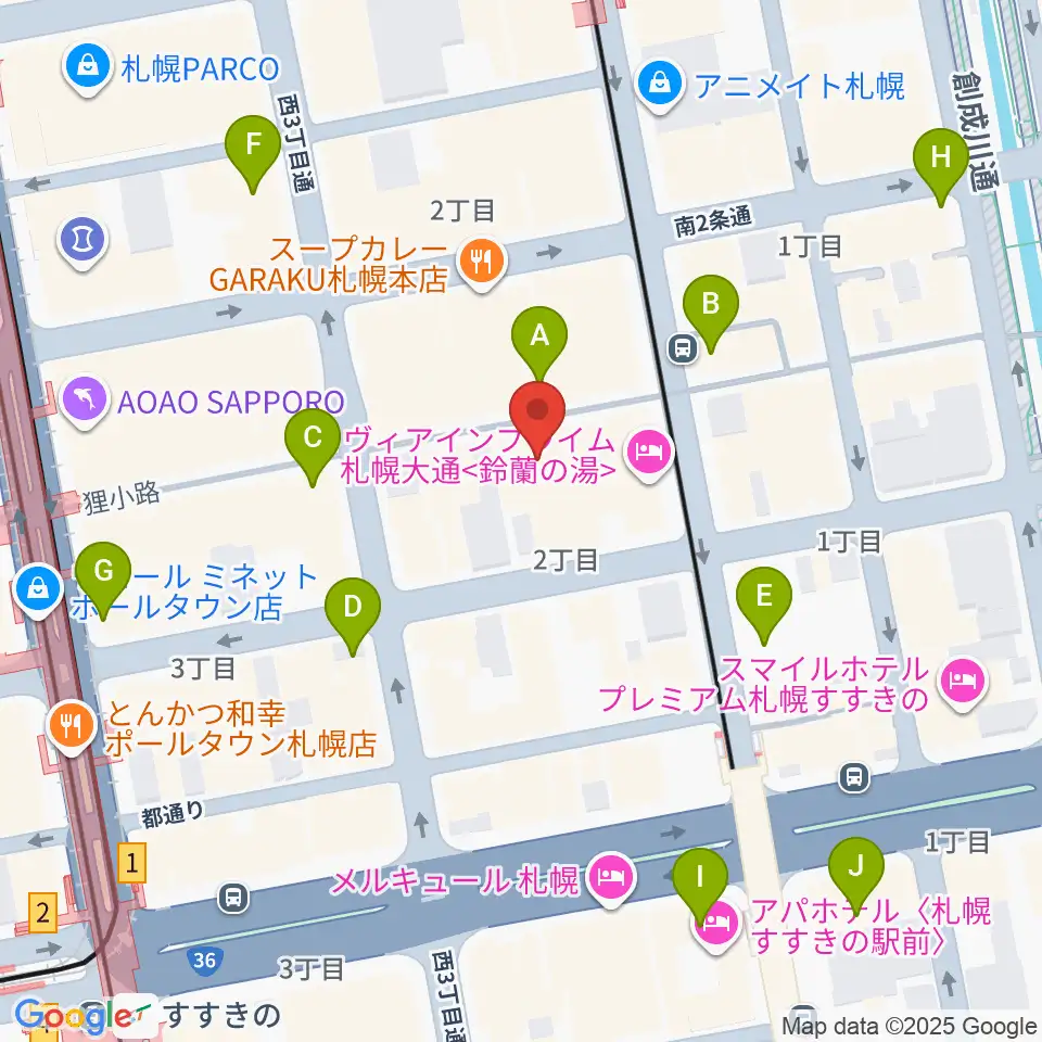 札幌mole周辺のコンビニエンスストア一覧地図