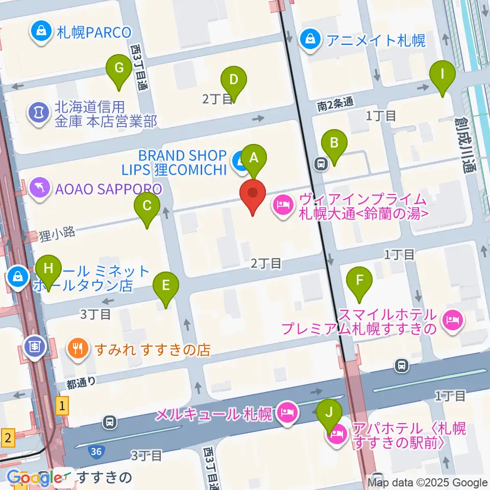 札幌mole周辺のコンビニエンスストア一覧地図