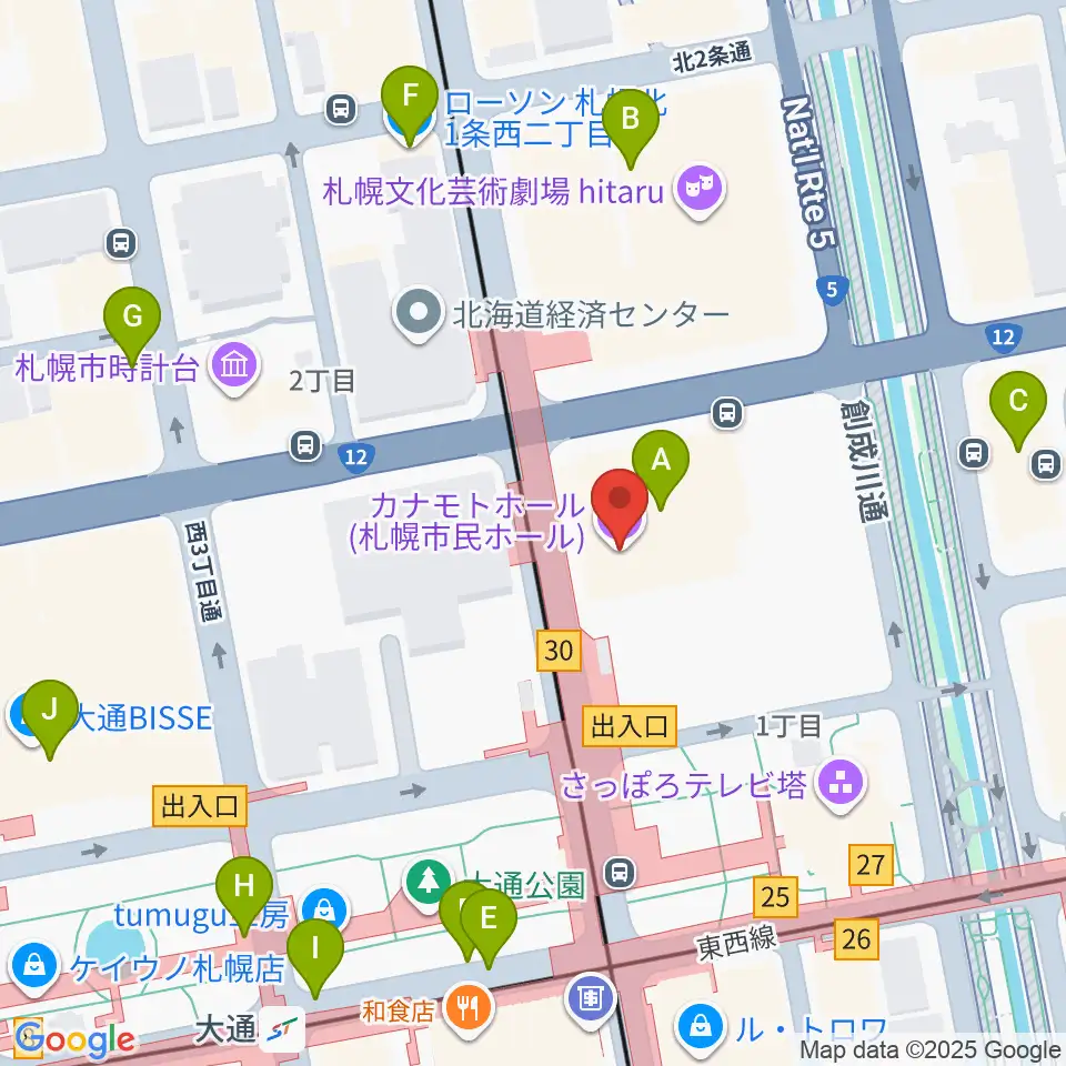 札幌カナモトホール周辺のコンビニエンスストア一覧地図