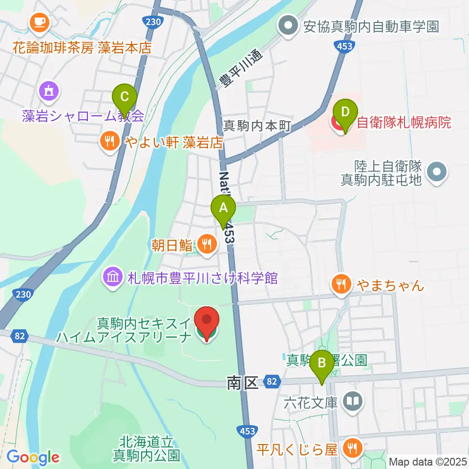 真駒内セキスイハイムアイスアリーナ周辺のコンビニエンスストア一覧地図