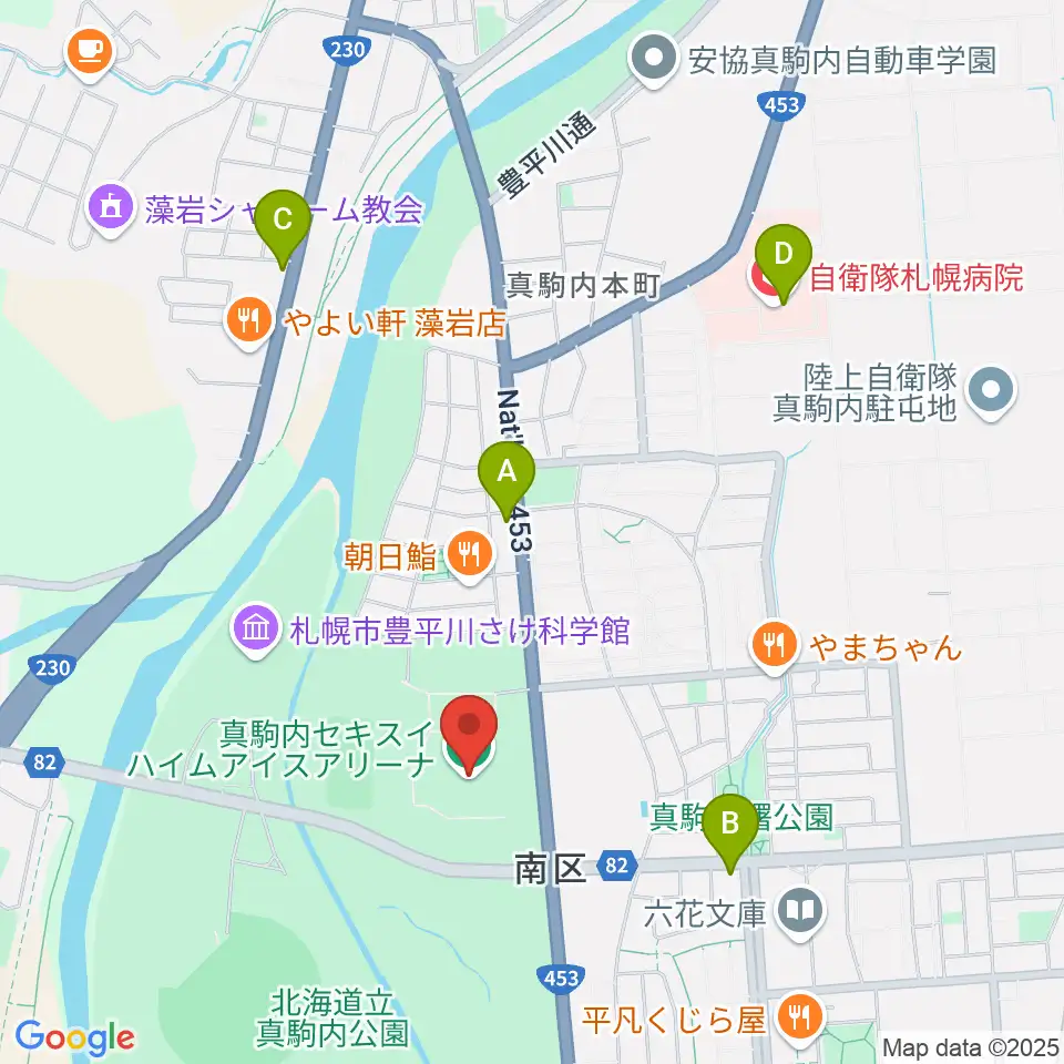真駒内セキスイハイムアイスアリーナ周辺のコンビニエンスストア一覧地図