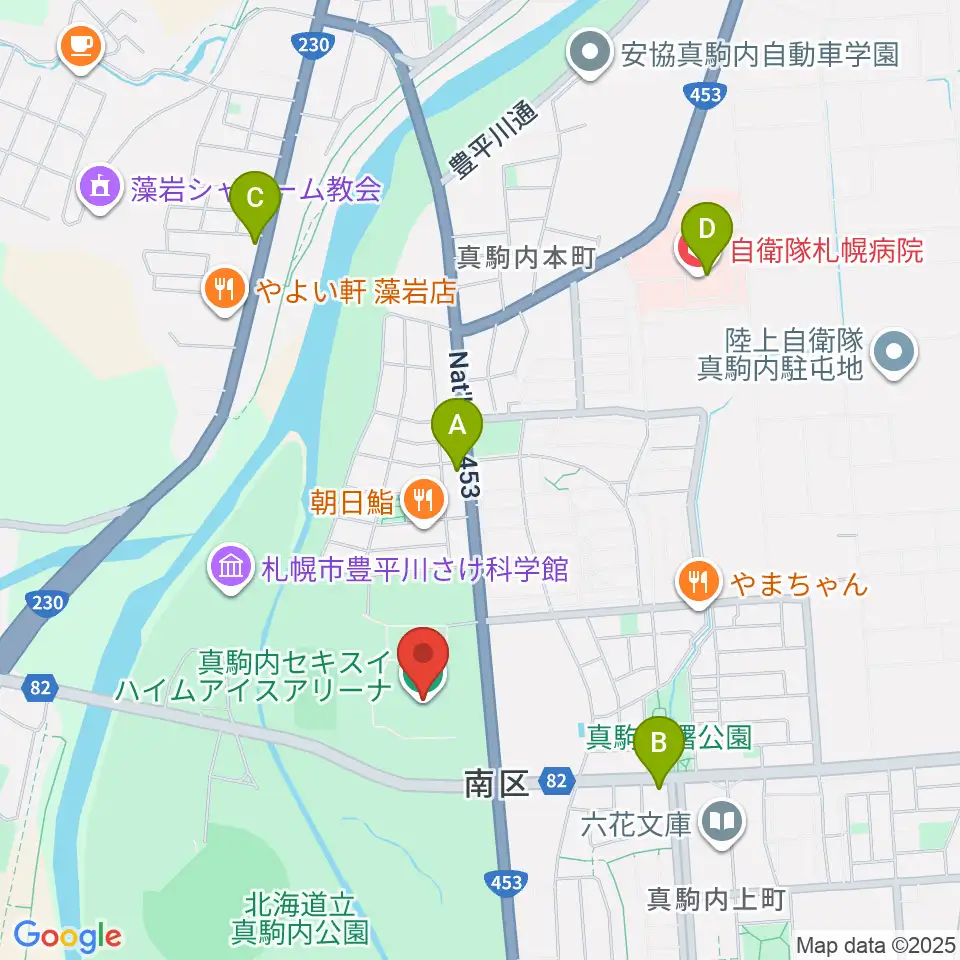 真駒内セキスイハイムアイスアリーナ周辺のコンビニエンスストア一覧地図
