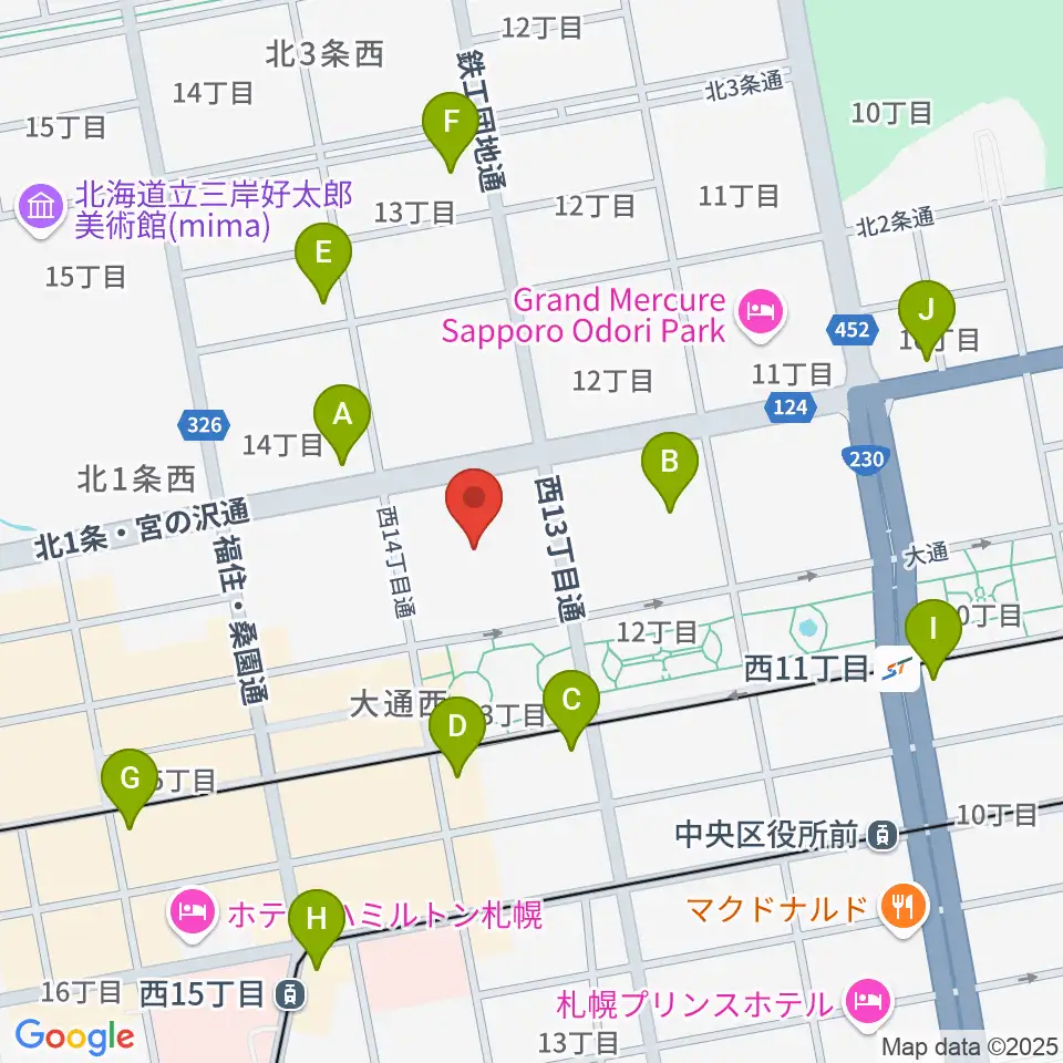 札幌市教育文化会館周辺のコンビニエンスストア一覧地図