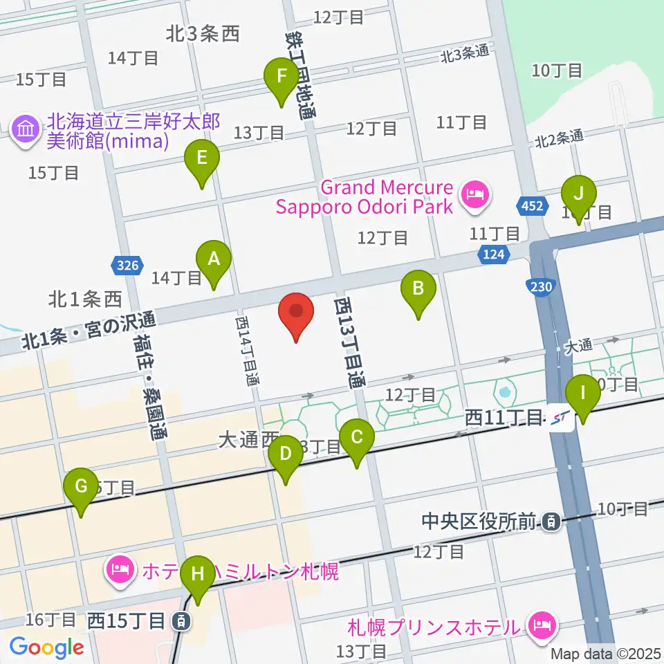 札幌市教育文化会館周辺のコンビニエンスストア一覧地図