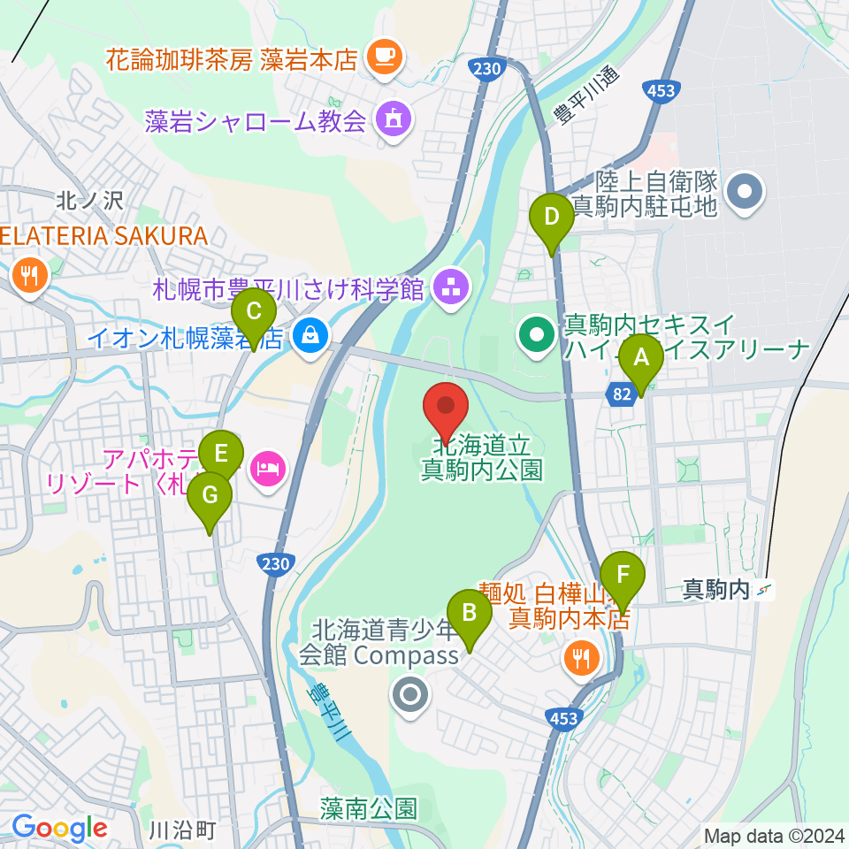 真駒内セキスイハイムスタジアム周辺のコンビニエンスストア一覧地図