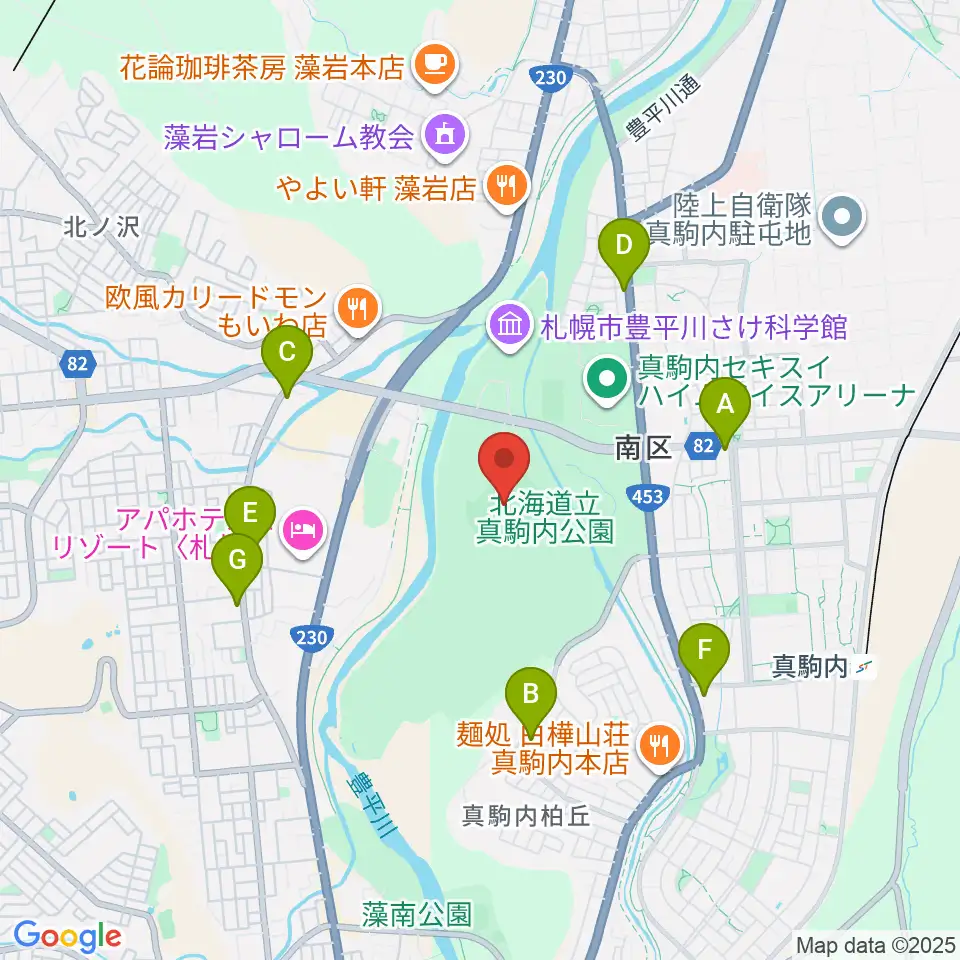 真駒内セキスイハイムスタジアム周辺のコンビニエンスストア一覧地図