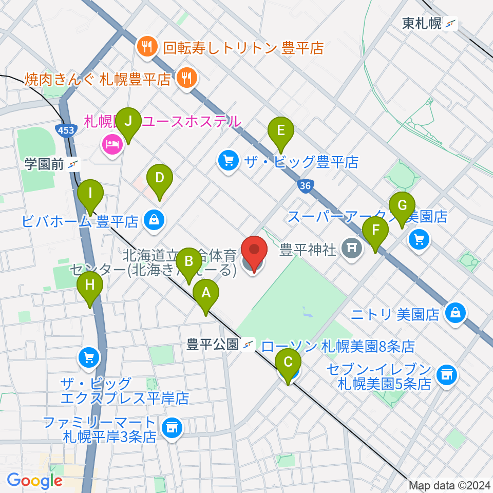 北海きたえーる周辺のコンビニエンスストア一覧地図