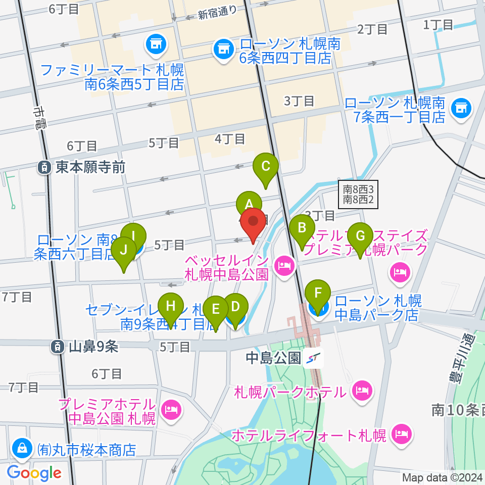 札幌SPiCE周辺のコンビニエンスストア一覧地図