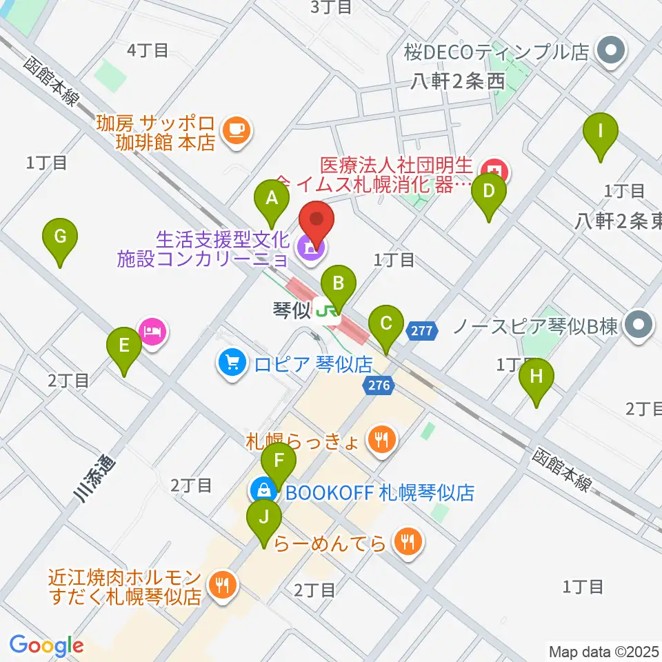 生活支援型文化施設コンカリーニョ周辺のコンビニエンスストア一覧地図