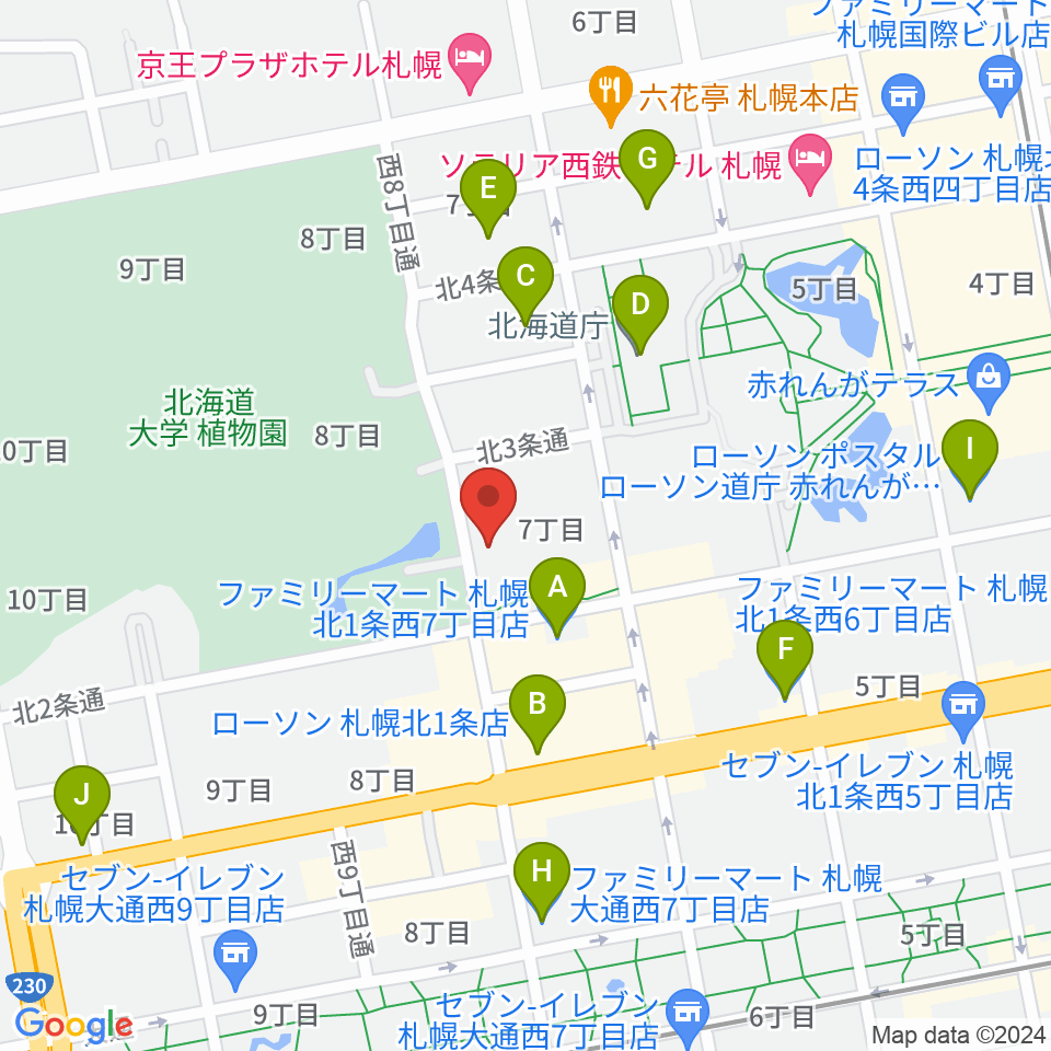 北海道立道民活動センター かでる2・7周辺のコンビニエンスストア一覧地図