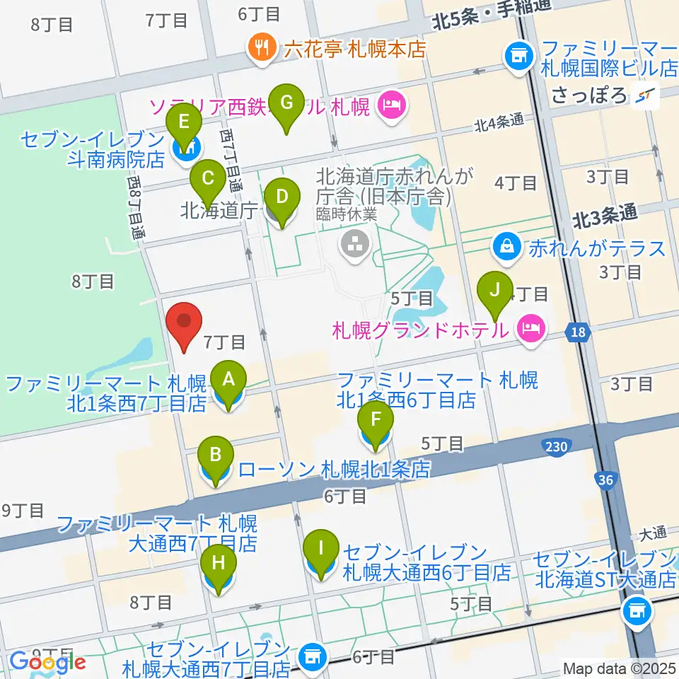 北海道立道民活動センター かでる2・7周辺のコンビニエンスストア一覧地図