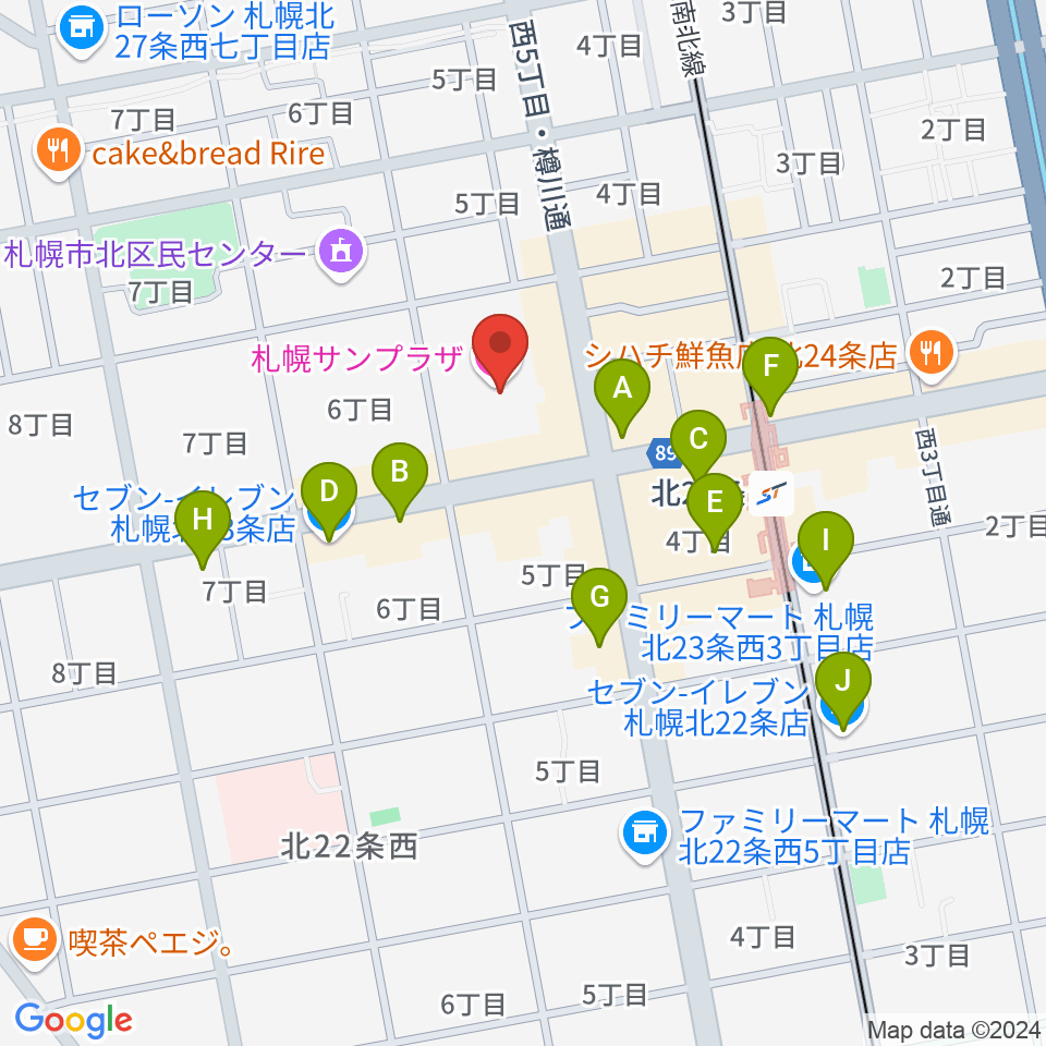 札幌サンプラザホール周辺のコンビニエンスストア一覧地図