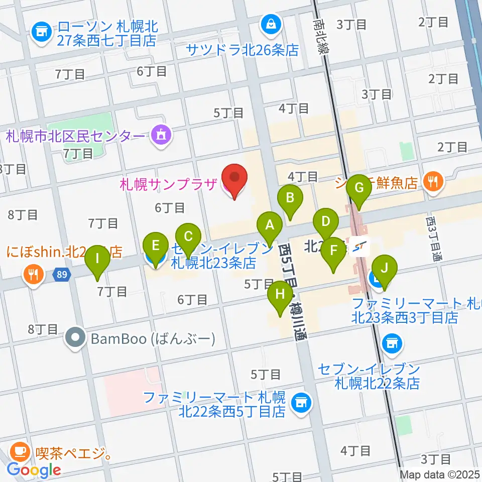 札幌サンプラザホール周辺のコンビニエンスストア一覧地図