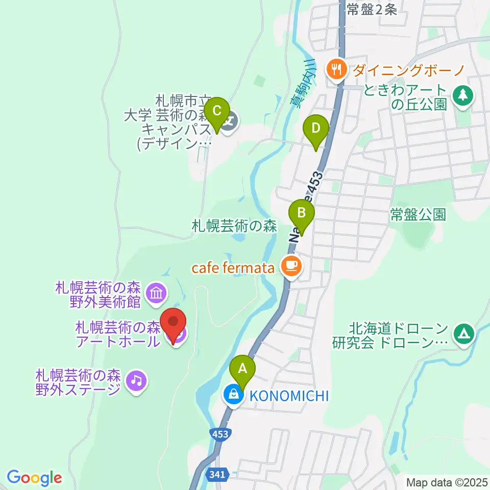 札幌芸術の森アートホール周辺のコンビニエンスストア一覧地図