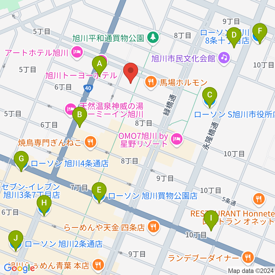 旭川カジノドライブ周辺のコンビニエンスストア一覧地図