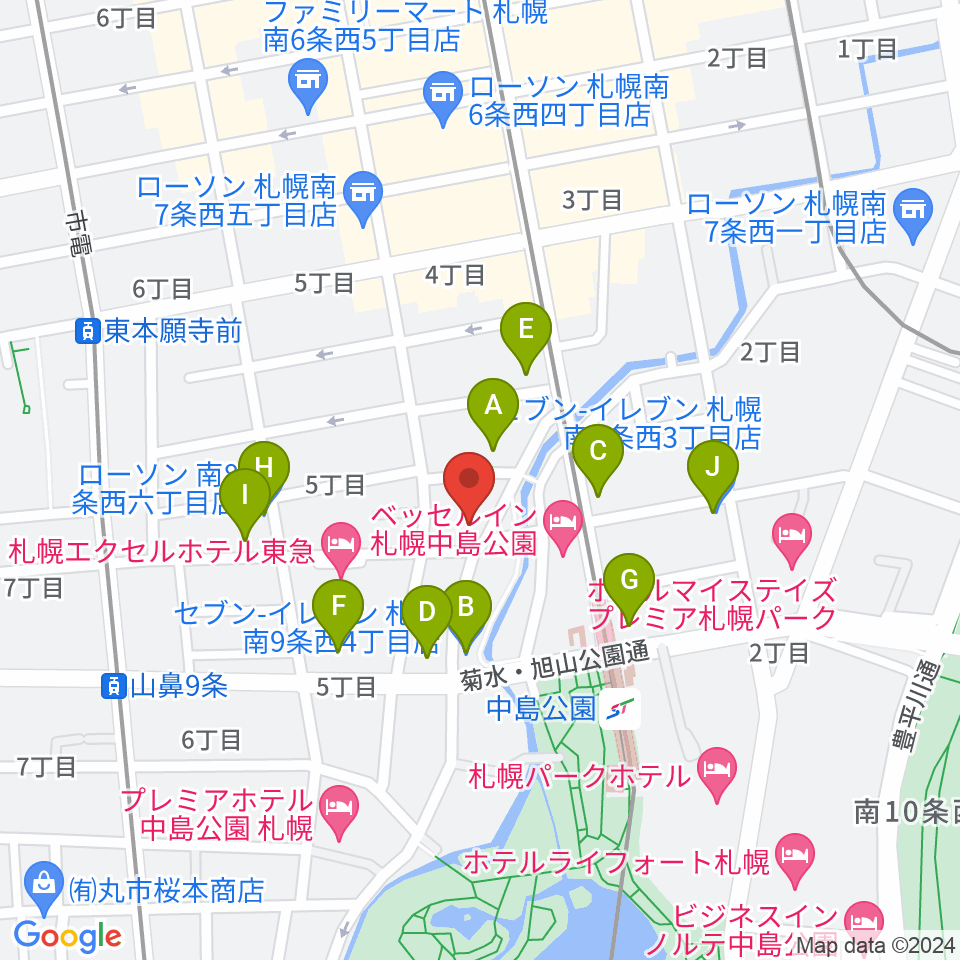 SUSUKINO 810周辺のコンビニエンスストア一覧地図