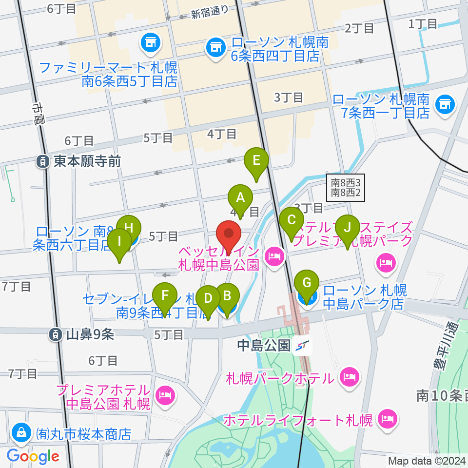 SUSUKINO 810周辺のコンビニエンスストア一覧地図