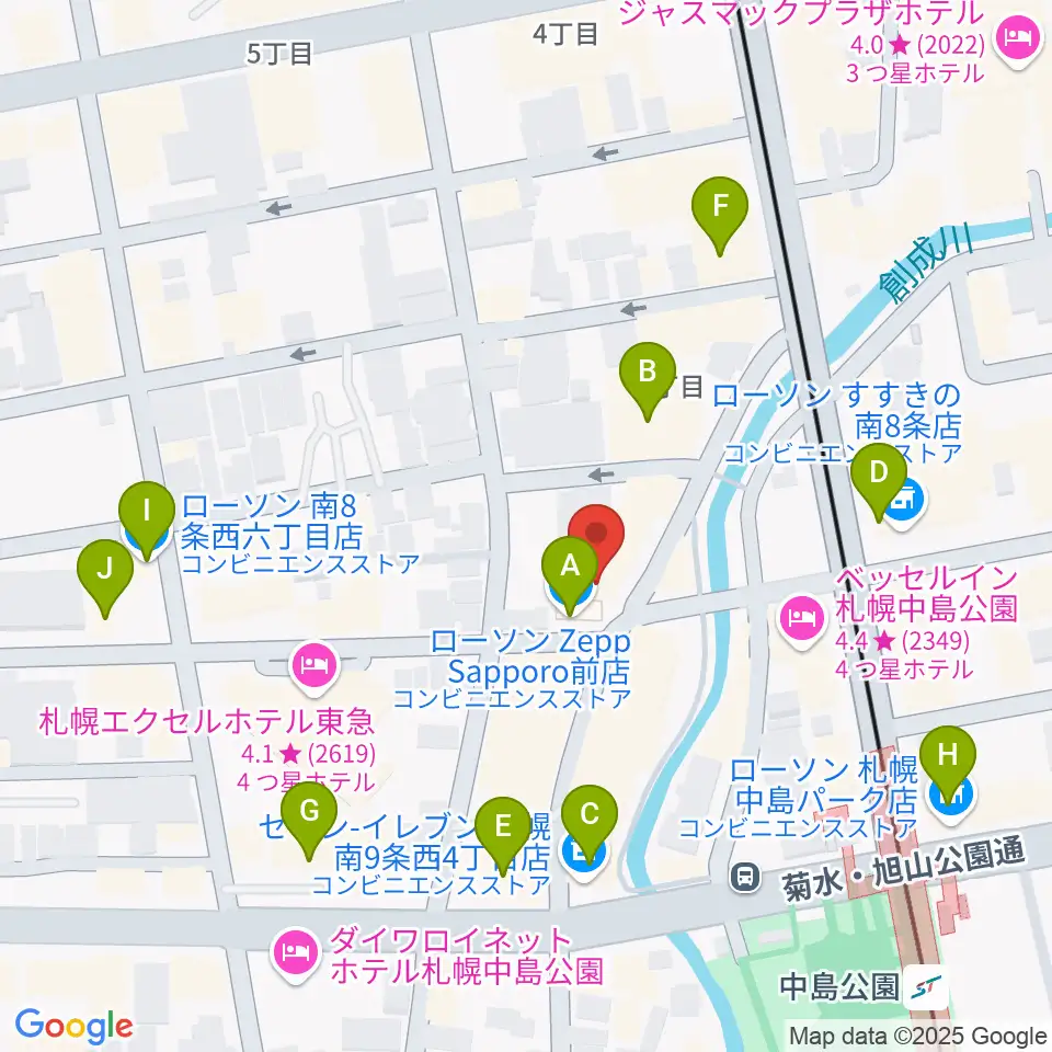 SUSUKINO 810周辺のコンビニエンスストア一覧地図