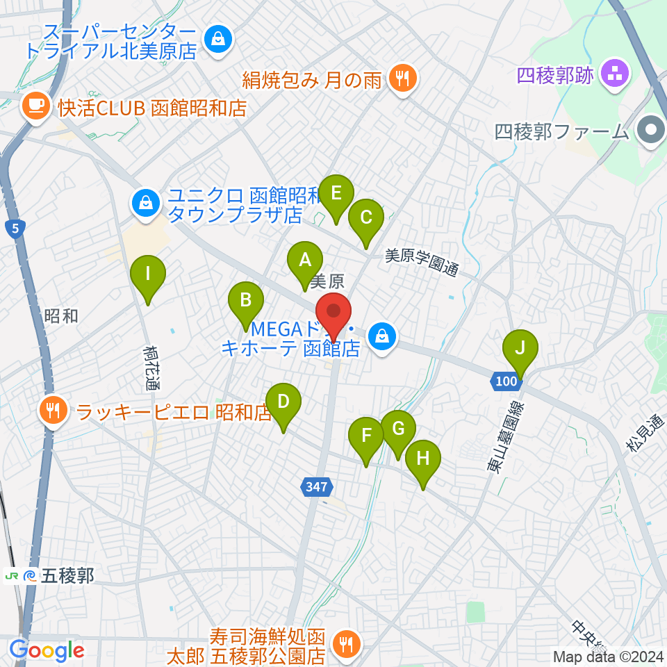 函館club COCOA周辺のコンビニエンスストア一覧地図