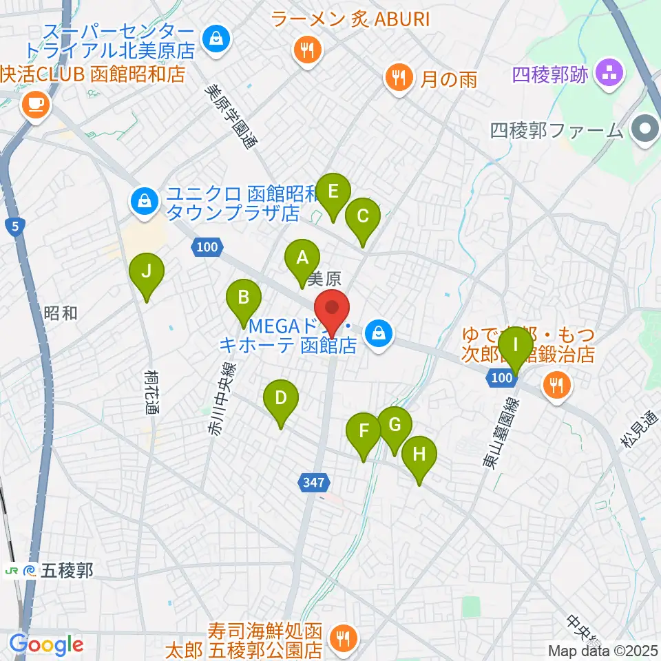 函館club COCOA周辺のコンビニエンスストア一覧地図