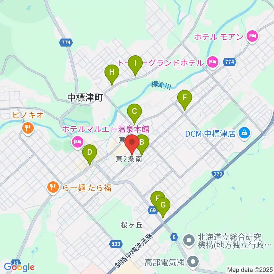 中標津町総合文化会館周辺のコンビニエンスストア一覧地図