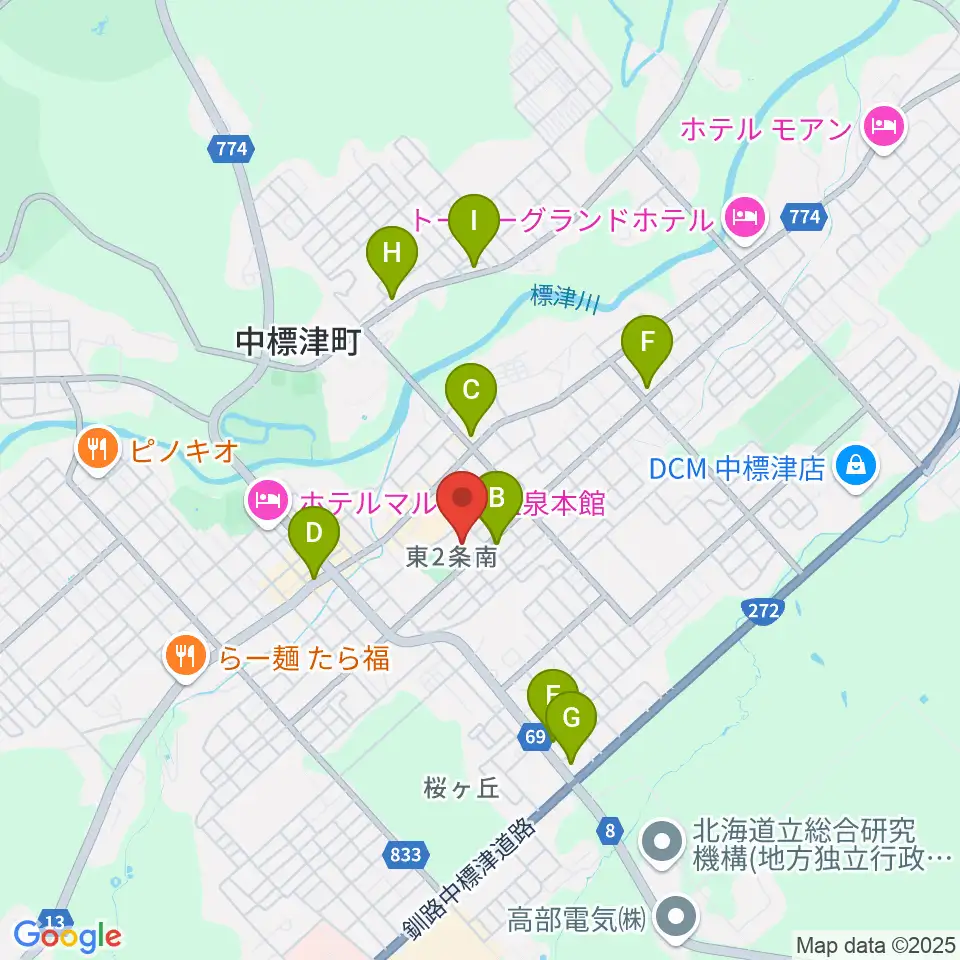 中標津町総合文化会館周辺のコンビニエンスストア一覧地図