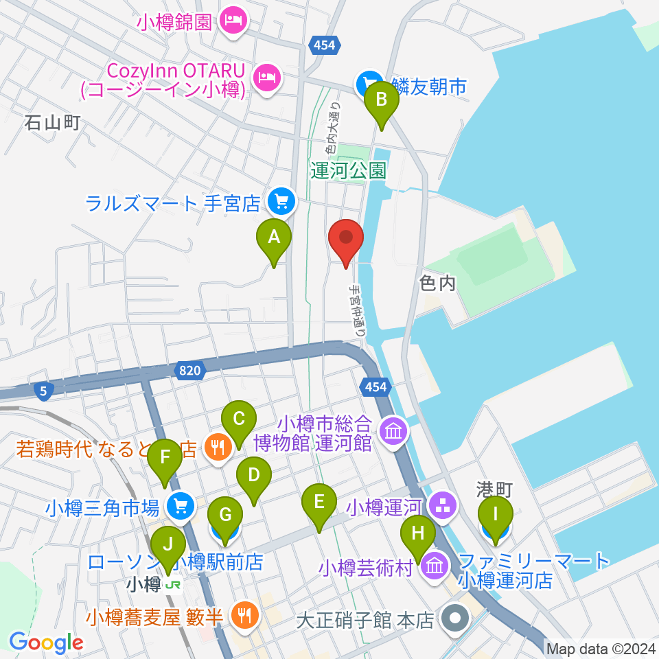 小樽ゴールドストーン周辺のコンビニエンスストア一覧地図