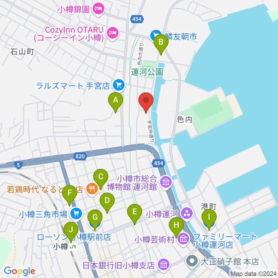 小樽ゴールドストーン周辺のコンビニエンスストア一覧地図