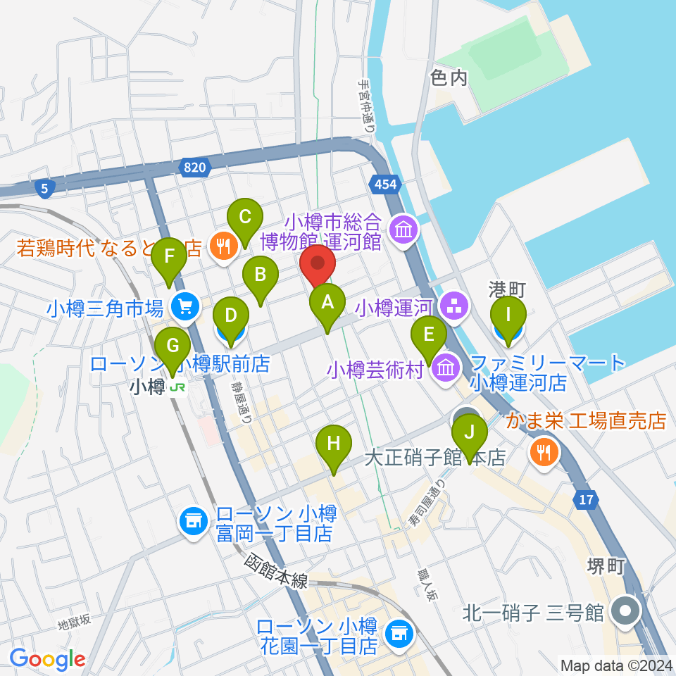 小樽市民センター マリンホール周辺のコンビニエンスストア一覧地図