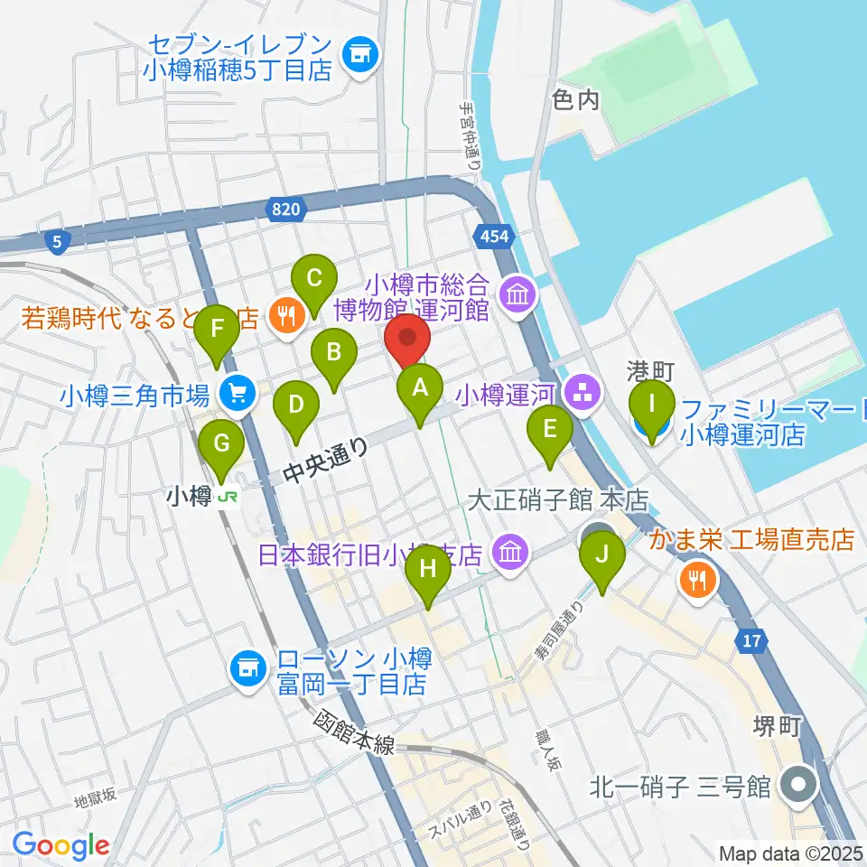 小樽市民センター マリンホール周辺のコンビニエンスストア一覧地図