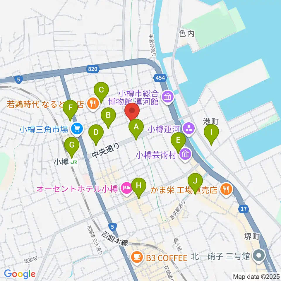 小樽市民センター マリンホール周辺のコンビニエンスストア一覧地図
