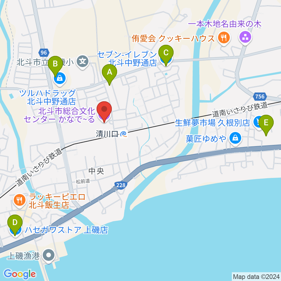 北斗市総合文化センター かなでーる周辺のコンビニエンスストア一覧地図