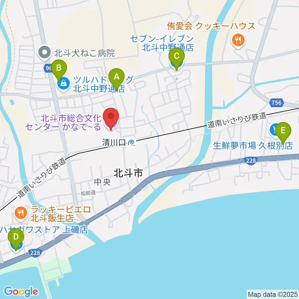 北斗市総合文化センター かなでーる周辺のコンビニエンスストア一覧地図