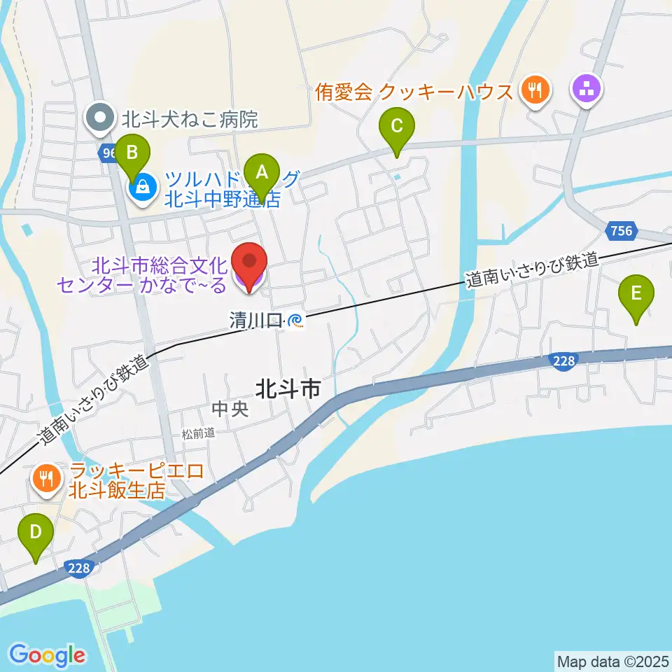 北斗市総合文化センター かなでーる周辺のコンビニエンスストア一覧地図
